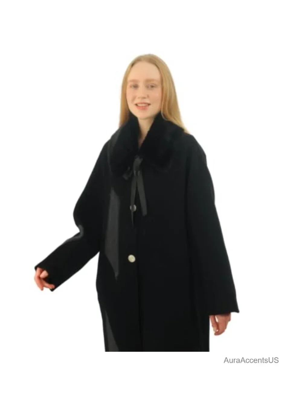 Faux Fur Collar Scarf Women's Winter Neck Warmer with Ribbon Ties